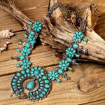 Very popular ✨Turquoise Flower Pendant Alloy Necklace