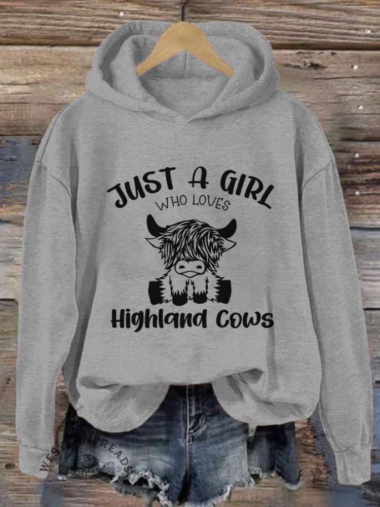 Women's Just A Girl Who Loves Highlands Cows Casual Hoodie