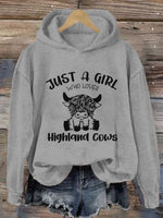 Women's Just A Girl Who Loves Highlands Cows Casual Hoodie
