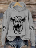 Women's Cute Highland Cow Casual Hoodie
