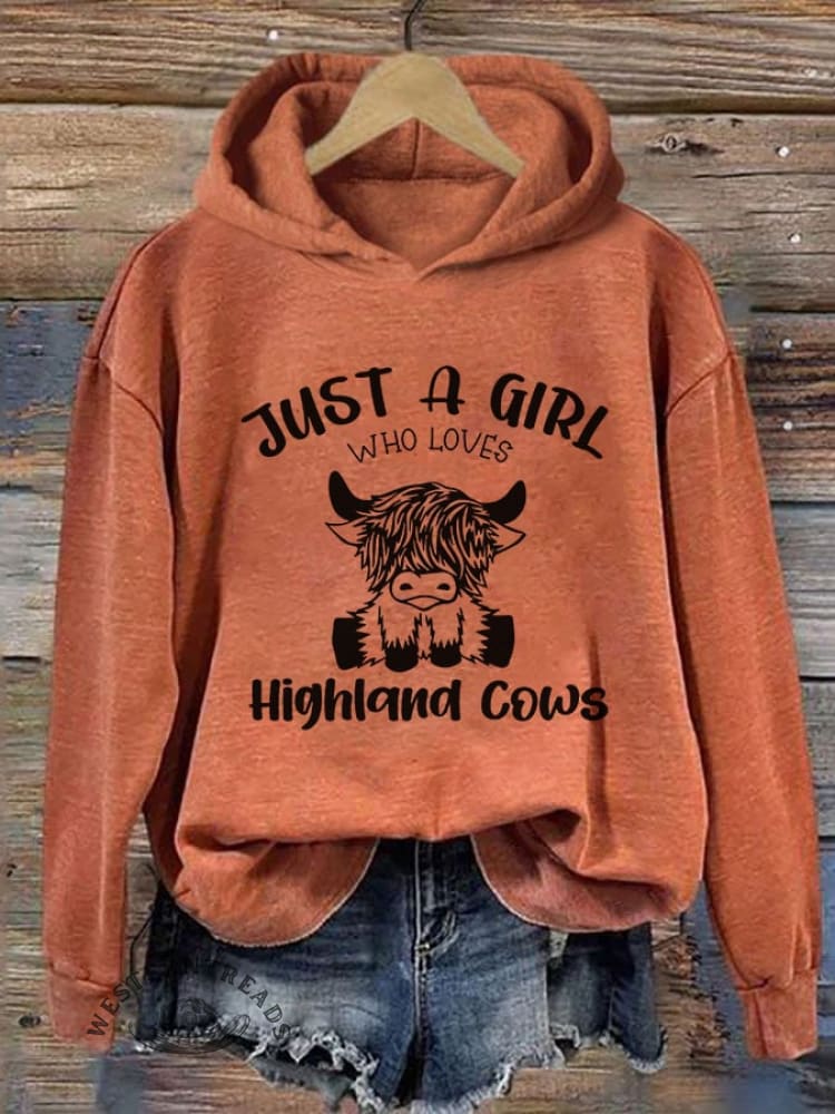 Women's Just A Girl Who Loves Highlands Cows Casual Hoodie
