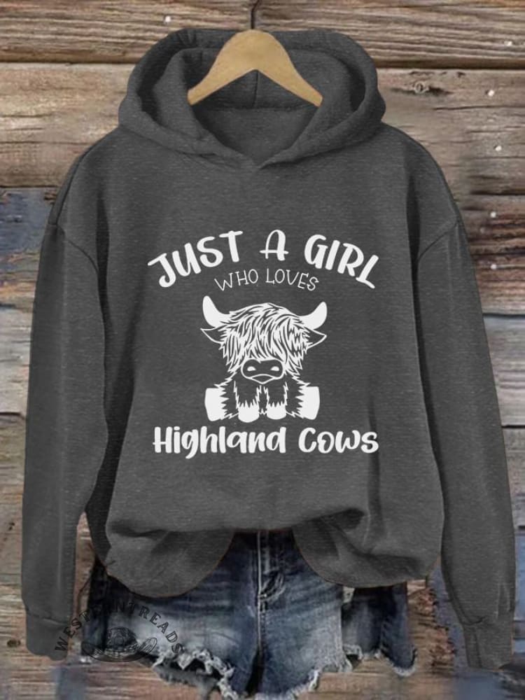 Women's Just A Girl Who Loves Highlands Cows Casual Hoodie