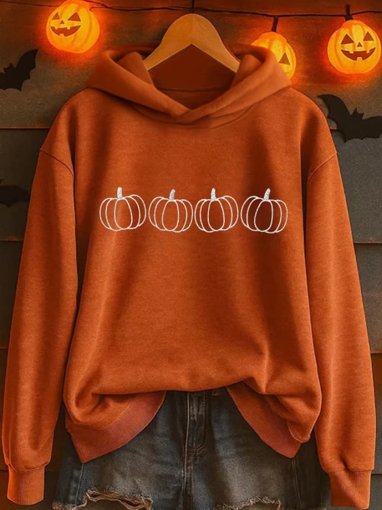 Women's Pumpkin Season Print Casual Hoodie Sweatshirt