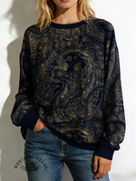 Women's Paisley Print V-neck Casual T-Shirt