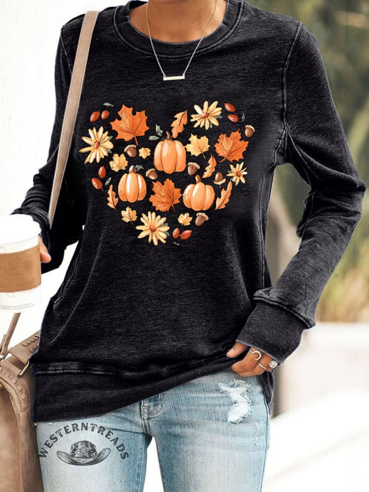Women's Love Fall Y'All Casual Vintage V Neck Long Sleeve Tops