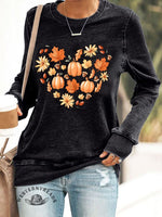 Women's Love Fall Y'All Casual Vintage V Neck Long Sleeve Tops