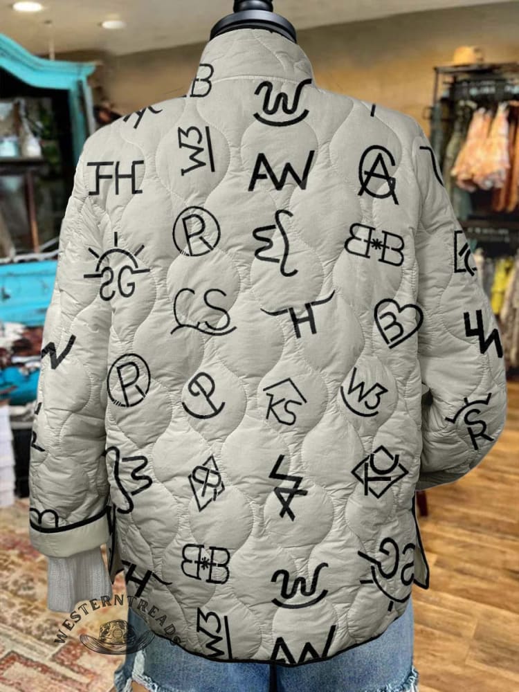 Women's Western Print Casual Quilted Cardigan