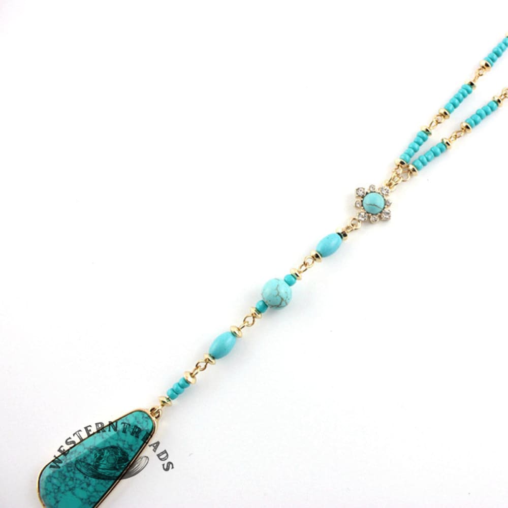 Classic Turquoise Long Beaded Necklace