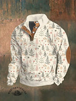 Men's Merry Christmas Print Stand Collar Button Sweatshirt