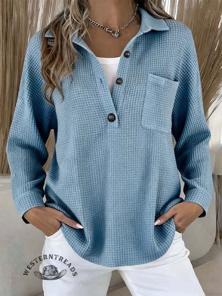 Women's Casual Solid Color Collared Sweatshirt