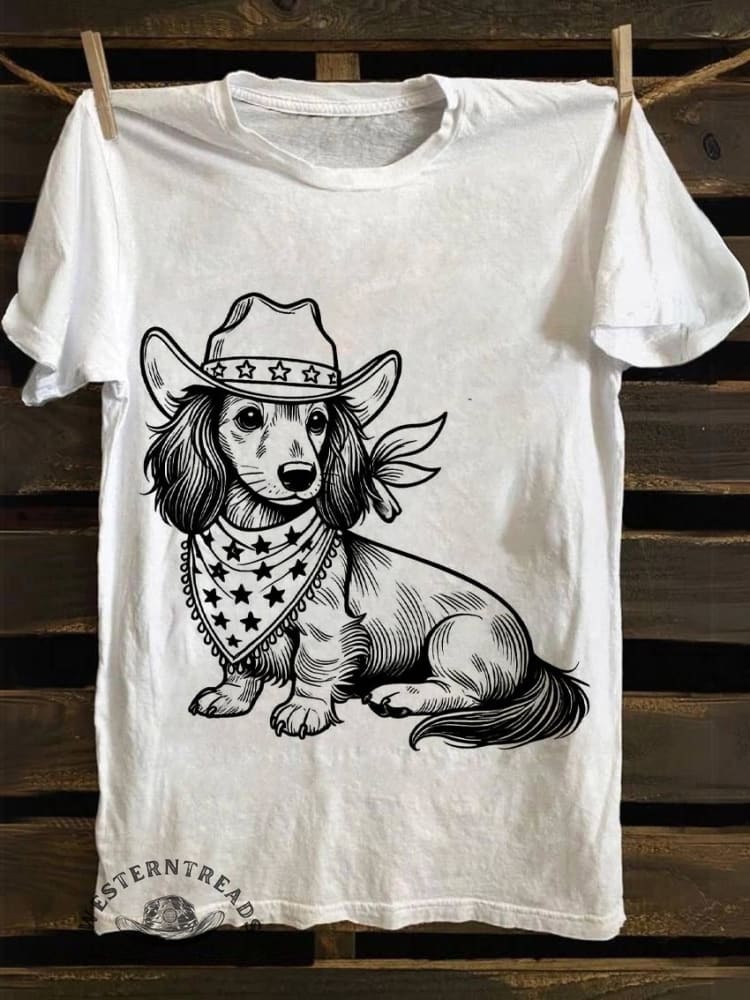 West Cowboy Dog Print T-shirt