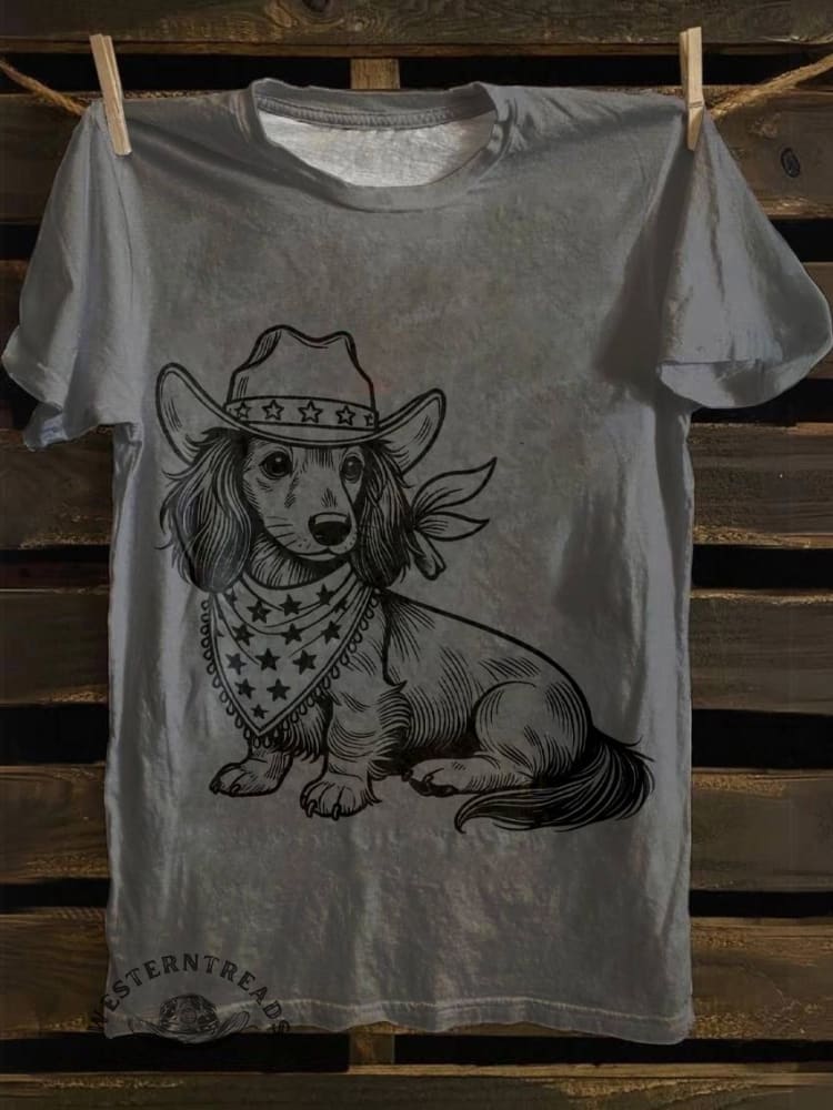 West Cowboy Dog Print T-shirt