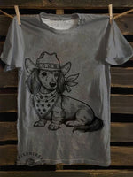 West Cowboy Dog Print T-shirt