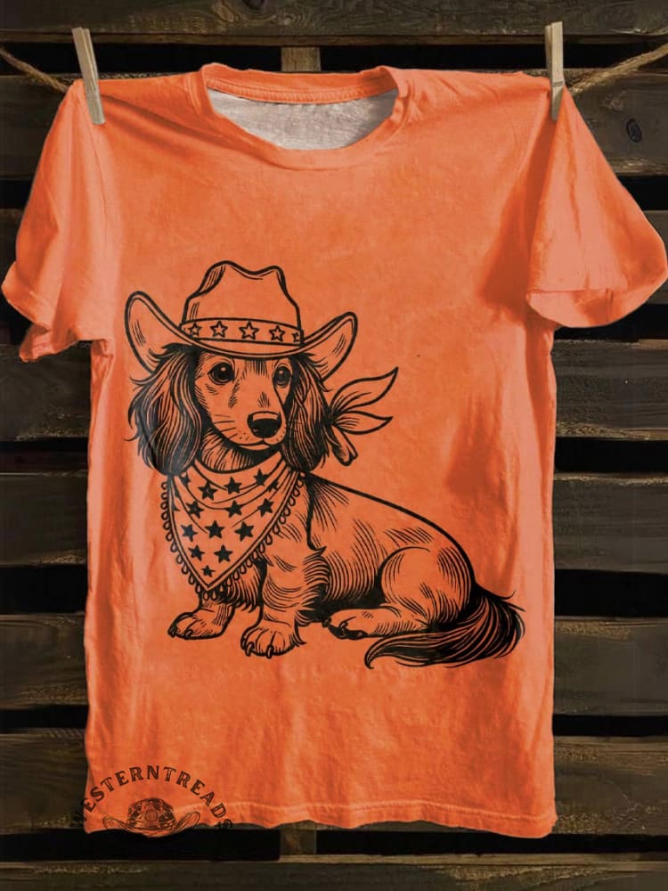 West Cowboy Dog Print T-shirt