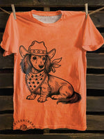 West Cowboy Dog Print T-shirt