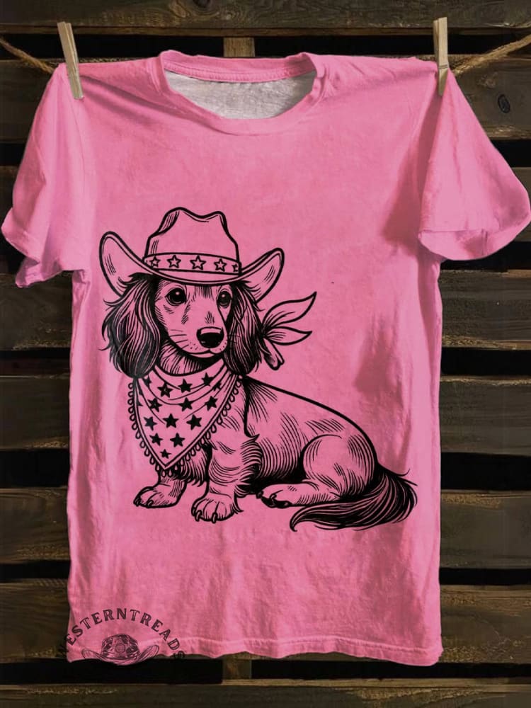 West Cowboy Dog Print T-shirt