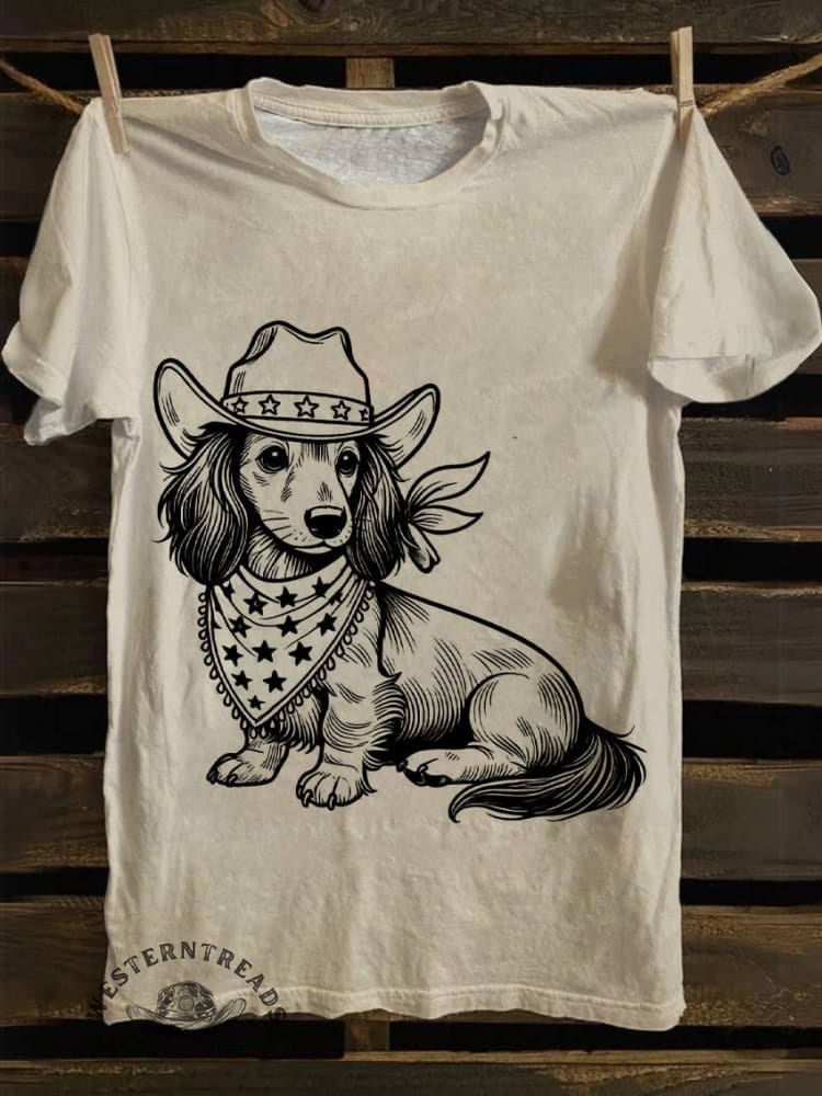 West Cowboy Dog Print T-shirt
