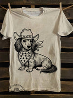 West Cowboy Dog Print T-shirt