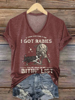 Women's Dog Print V-neck Casual T-Shirt