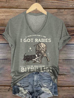 Women's Dog Print V-neck Casual T-Shirt