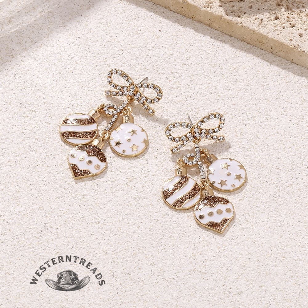 Rhinestone Christmas Ornaments Pattern Earrings