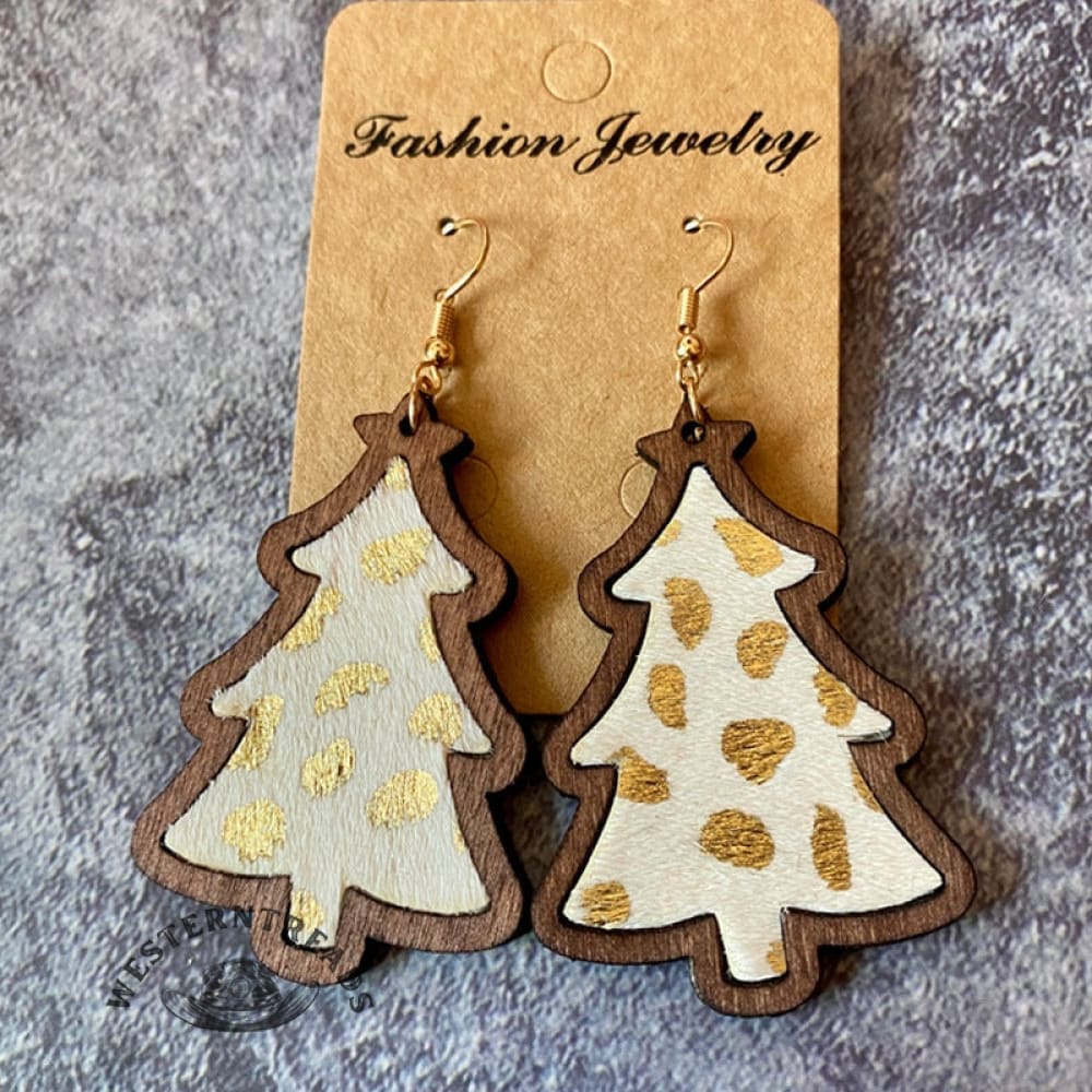 Western Christmas Wooden Earrings