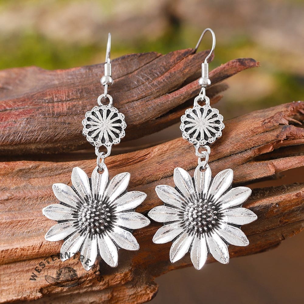 Vintage Sunflower Alloy Earrings
