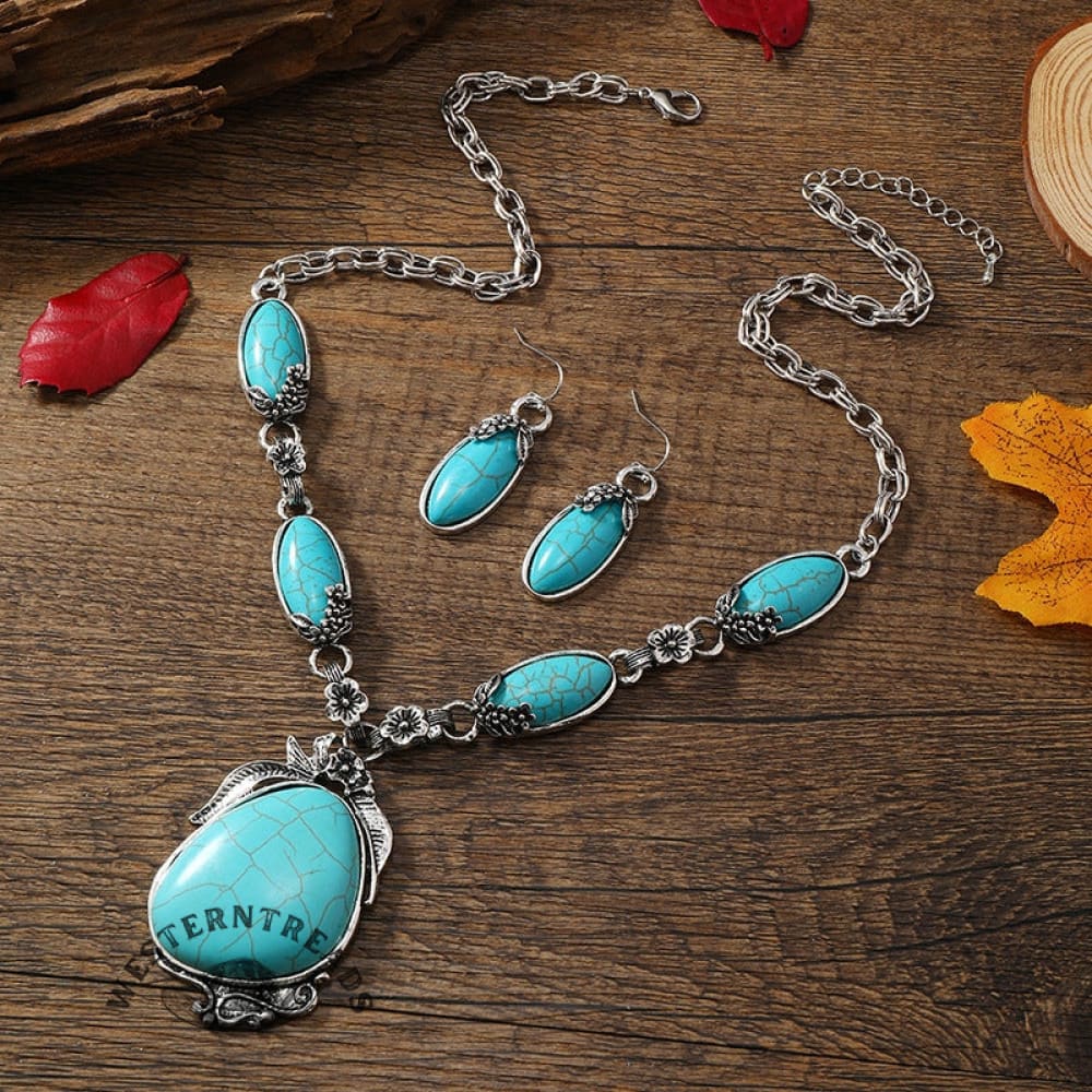Turquoise necklace and earrings set