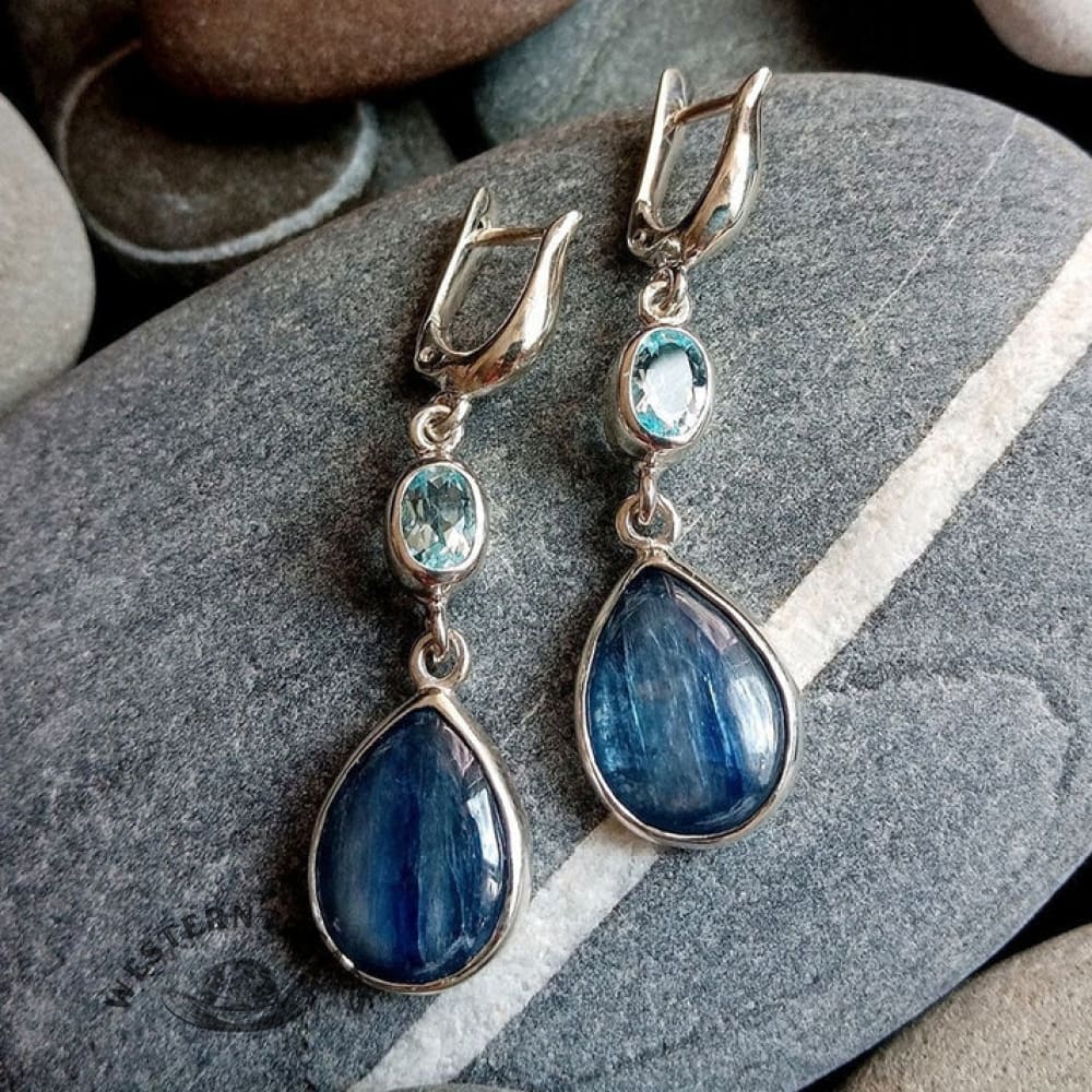 Teardrop Gemstone Drop Earrings