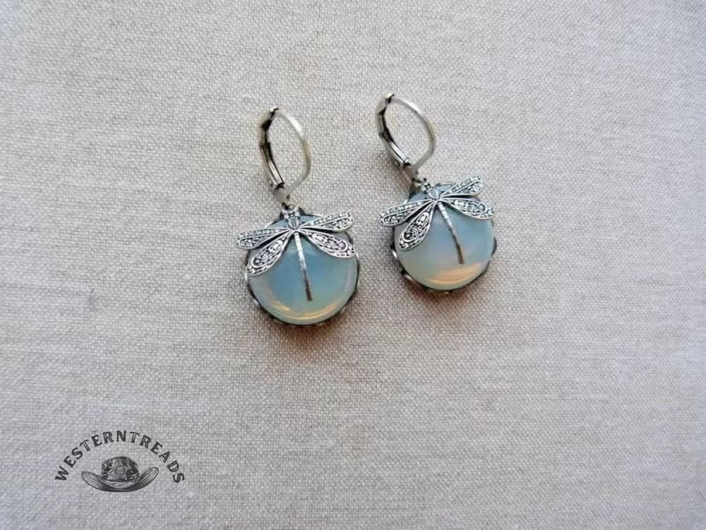 Spherical Dragonfly Earrings in Antique Gold