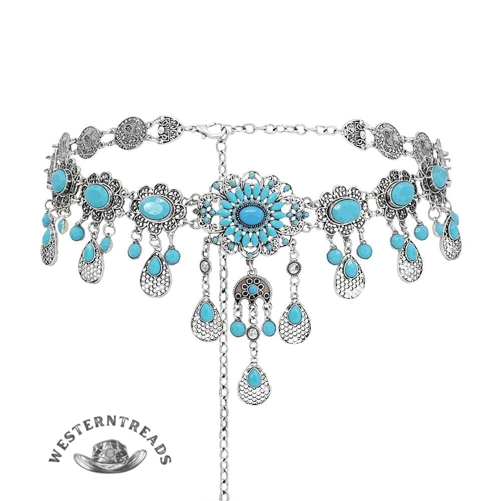 Vintage Turquoise Water Drop Tassel Belt