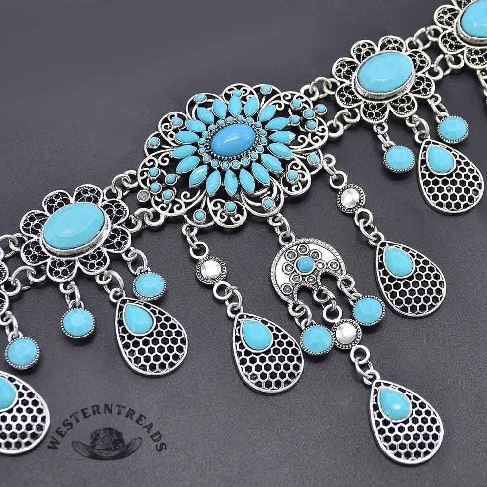 Vintage Turquoise Water Drop Tassel Belt