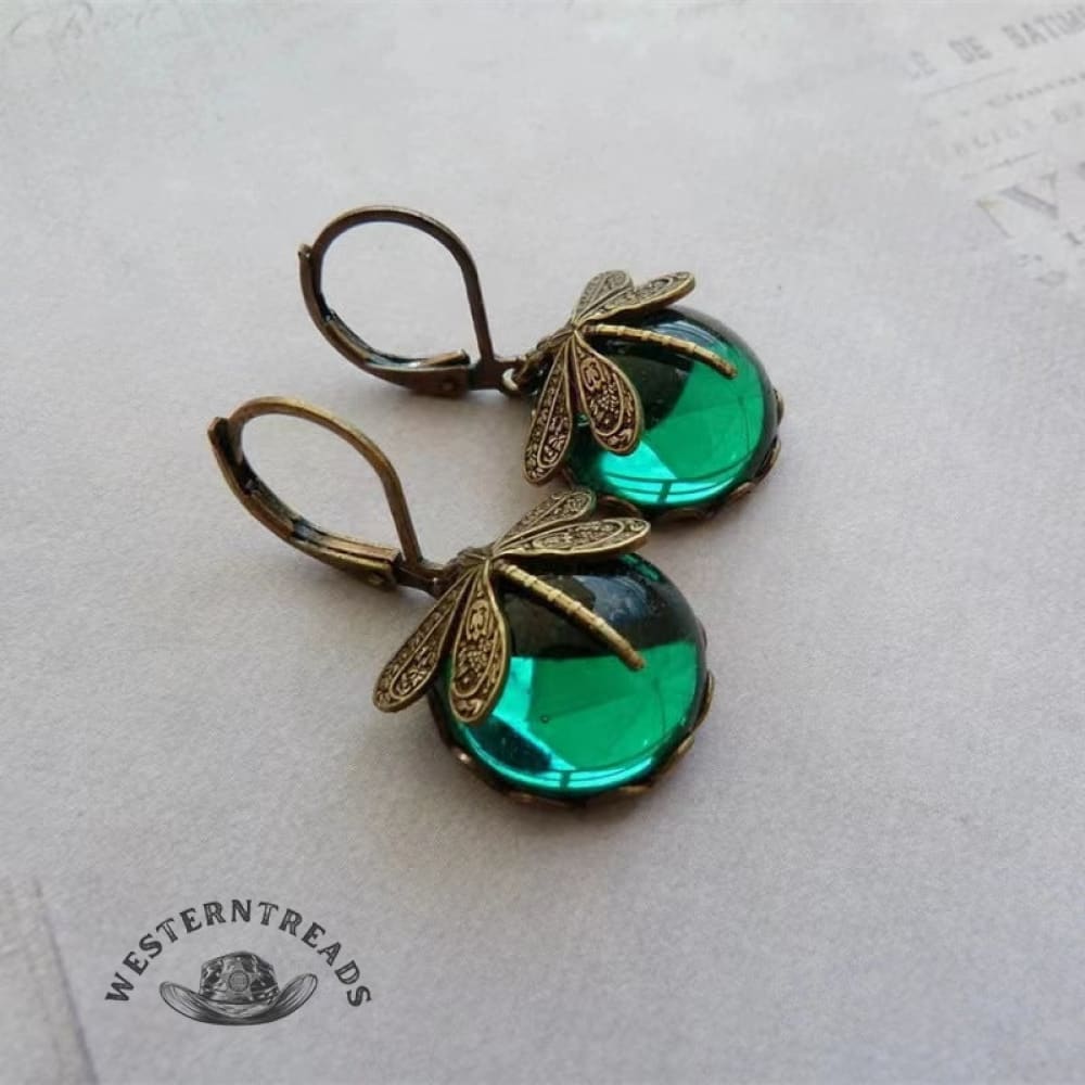 Spherical Dragonfly Earrings in Antique Gold