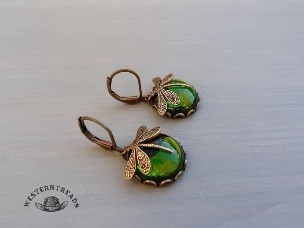 Spherical Dragonfly Earrings in Antique Gold
