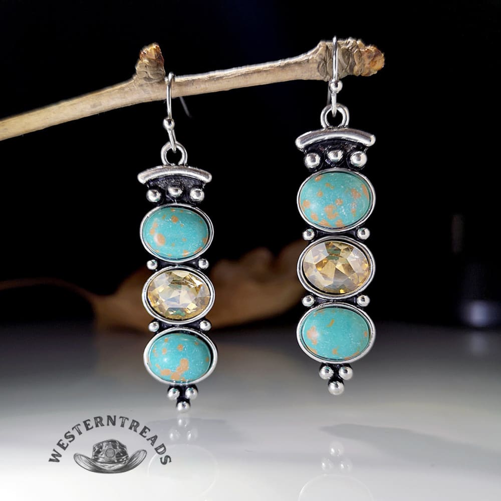 Turquoise Crystal Dangle Earrings