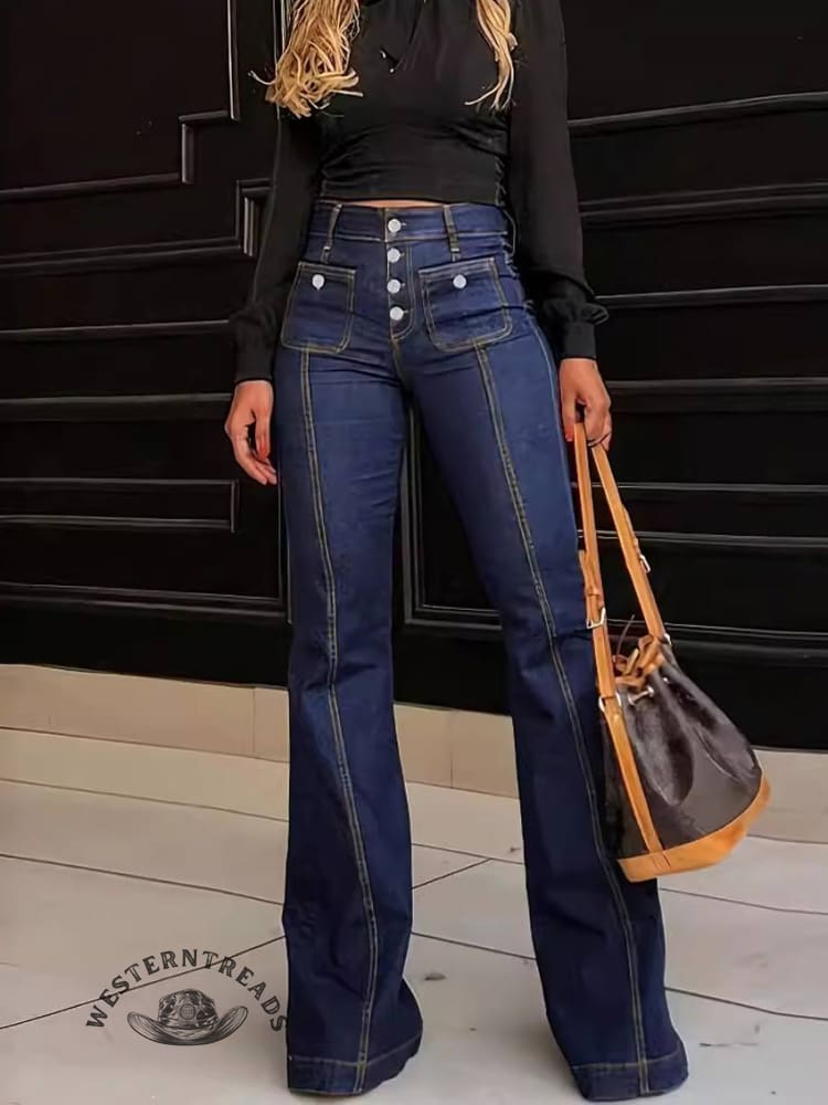 Women's High Waist Straight Jeans Pants