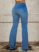 Women's Denim Fabric Print Vintage Soft Comfy Sweatpant Jeans Pants