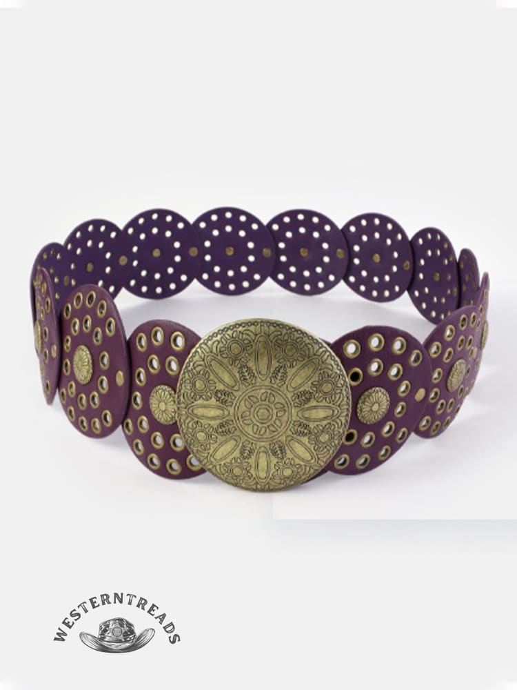 Round Hollow European and American Retro Cowboy Western Belt Round Hollow