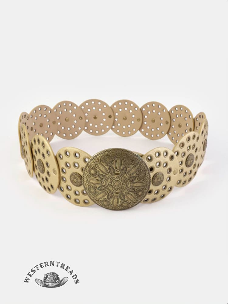 Round Hollow European and American Retro Cowboy Western Belt Round Hollow