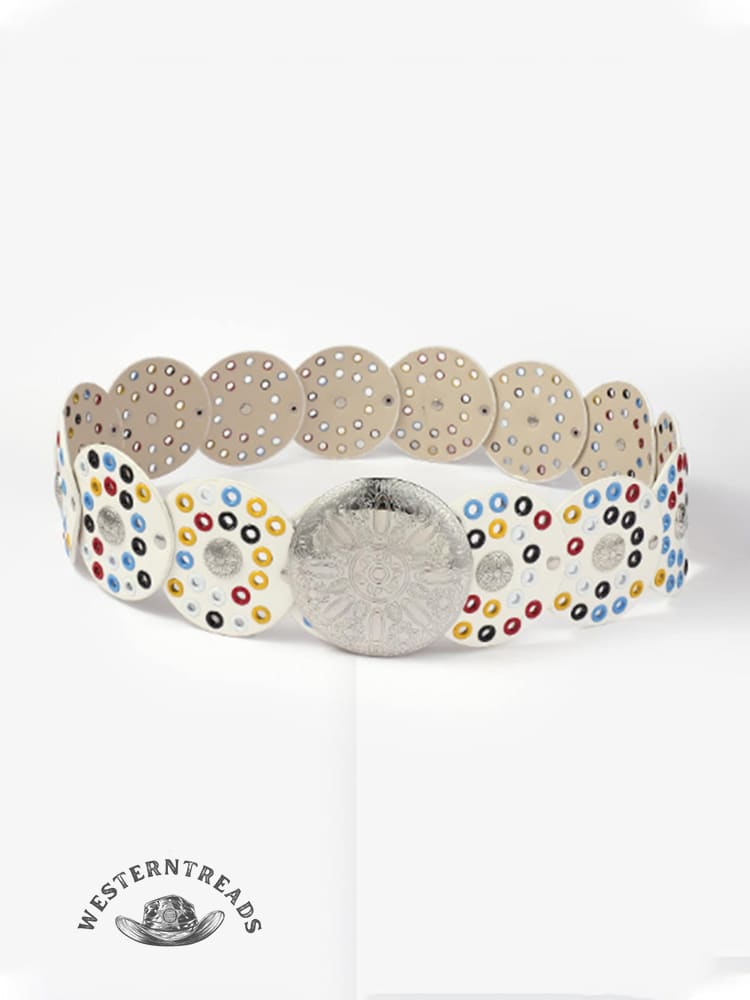 Round Hollow European and American Retro Cowboy Western Belt Round Hollow