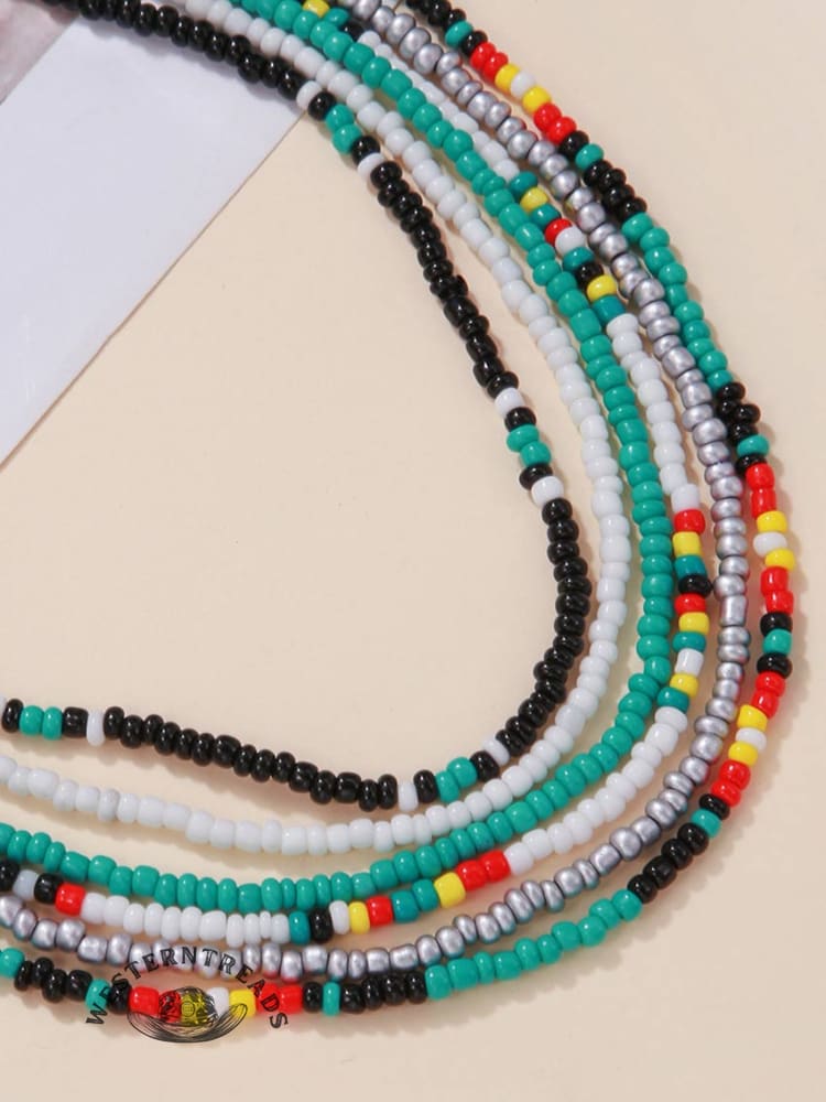 Bohemian Colorful Beaded Necklace Set