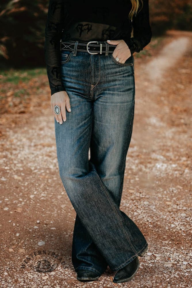 Retro Washed Wide Leg High Rise Jeans