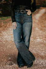 Retro Washed Wide Leg High Rise Jeans