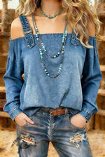 Women's Casual Off-Shoulder Denim Top