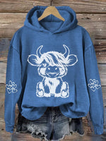 Women's Highland Cow Casual Hoodie Sweatshirt