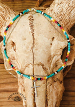 2Pcs Colorful Beading Cross Pendant Necklace