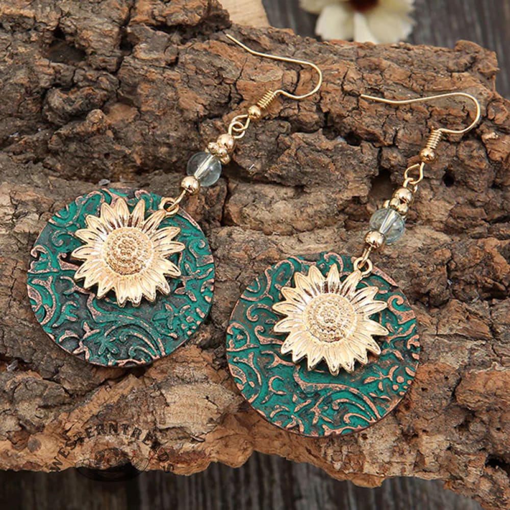 Retro Folk Style Peacock Blue Earrings