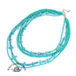 Vintage Turquoise Rice Beaded Multi-layer Cross Necklace