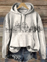 Vintage Fall Western Art Print Casual Cotton Sweatshirt