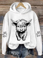Women's Cute Highland Cow Casual Hoodie